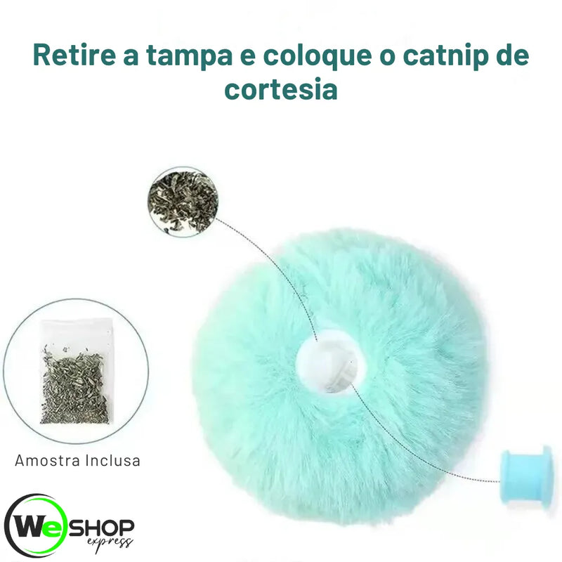 Bola Interativa de Pelúcia com Catnip Weshop + Amostra de Catnip de Brinde