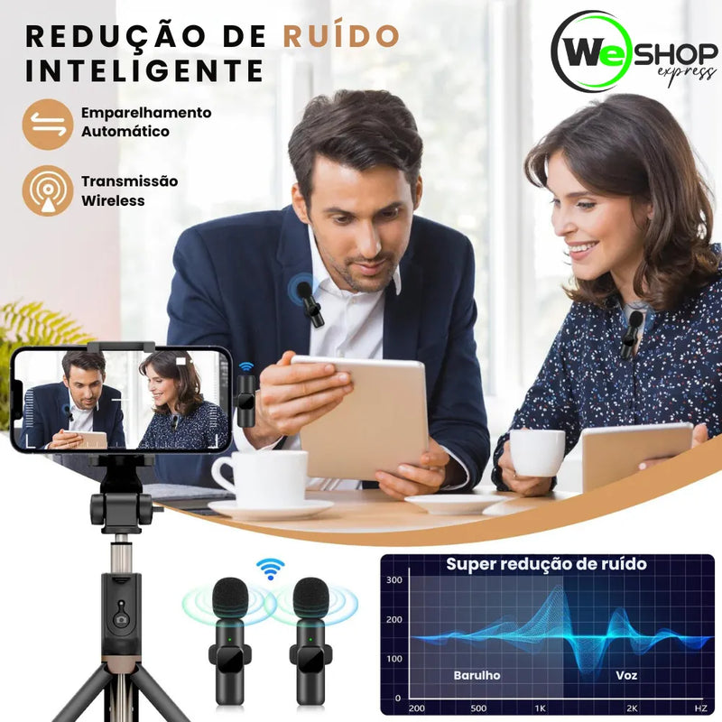 Microfone Lapela Wireless Profissional para Celular